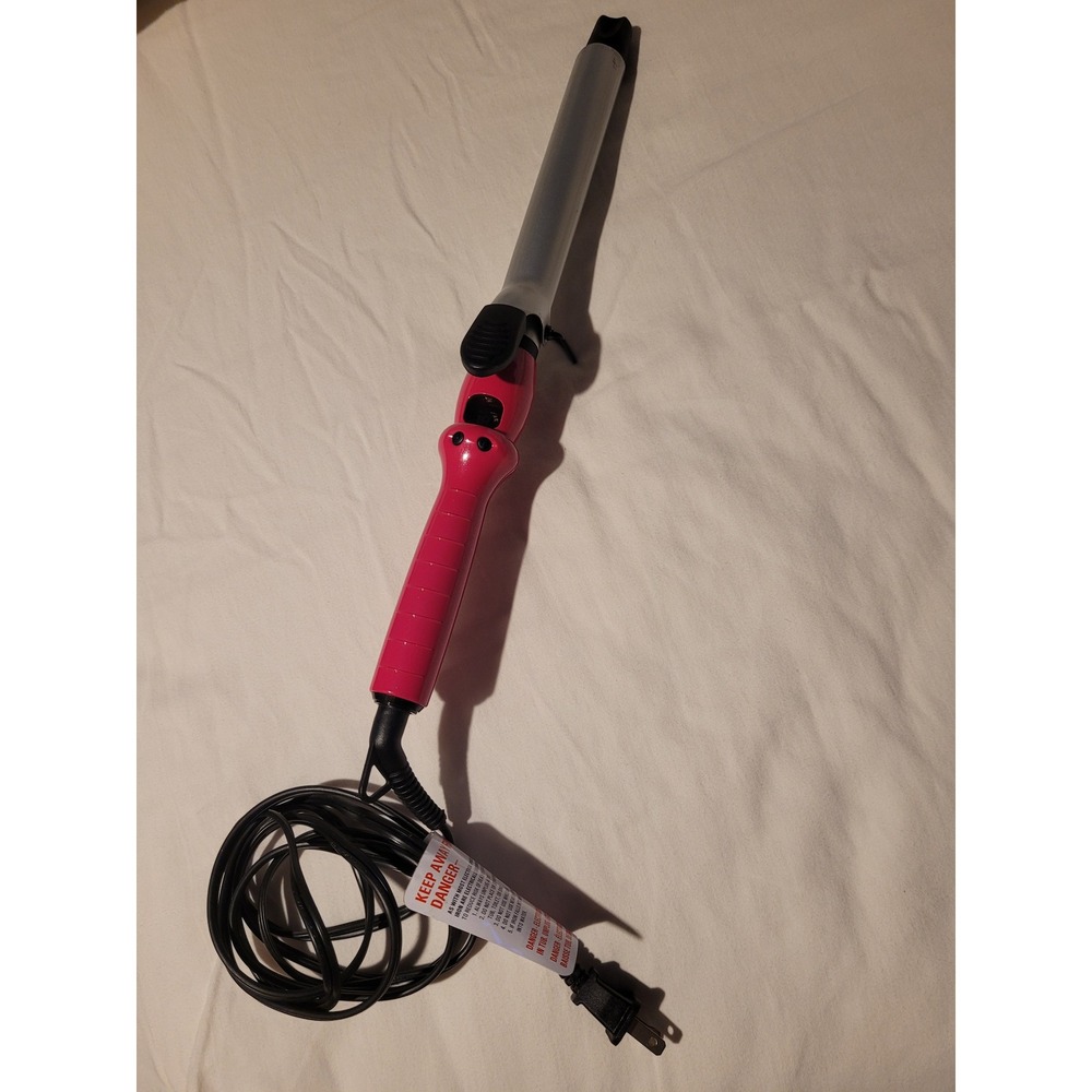 Tru Beauty Pink/Silver 1 in Curling Iron CoolTip Hair Styling Tool Safety Stand
